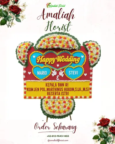 Karangan Papan Bunga Pernikahan di Songan A